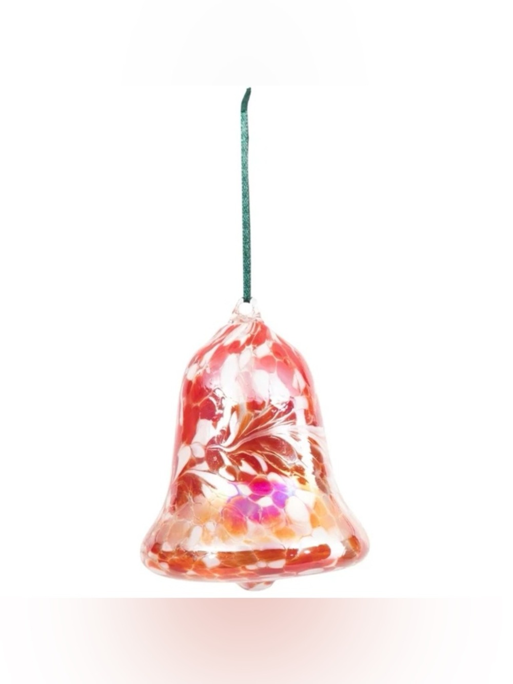 NWT Zorza Made in Poland Blown Glass Bell Ornament – Pink, Red, Orange, White